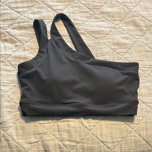 Salt Project- Women's One-Shoulder Black Sports Bra- large
